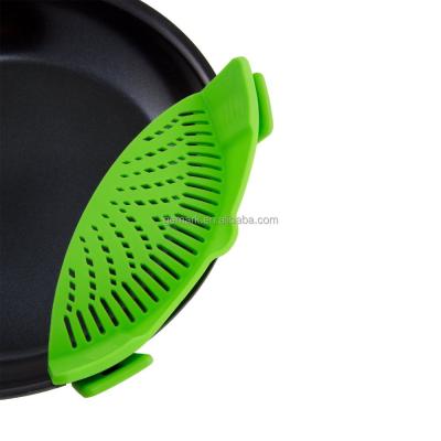 China Sustainable Kitchen Tools Silicone Pot Strainer Multi Oil Separator Lime Green for sale