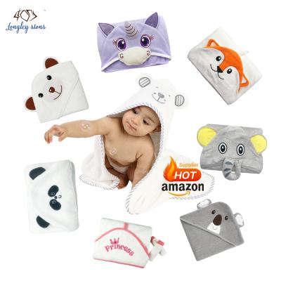 China Baby QUICK DRY Bamboo Hooded Blanket Release Actions Towel Animal Hooded Washcloth Set for sale