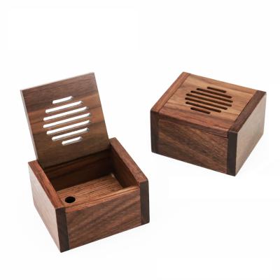 China Make Music Gift Factory Custom Hollow Music Box Walnut Wind Up Music Box For DIY Music Box for sale