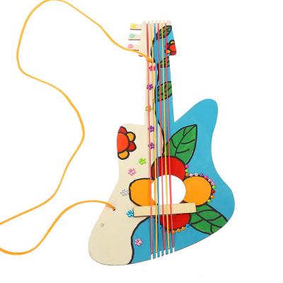 China High Quality Creative Wooden Guitar Decoration Package Parent-child Games Diy Guitar Empty Kits for sale