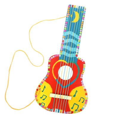 China Decoration Custom Wooden Guitar Empty Kids Hands Unfinished Guitar Package Diy Guitar Kits for sale