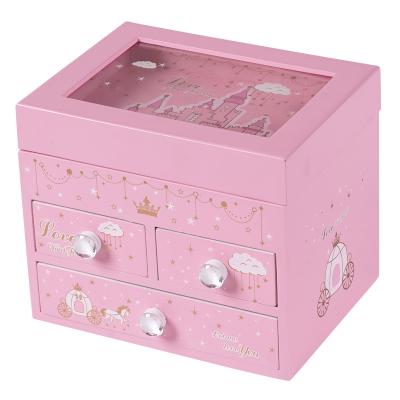 China China Wooden Jewelry Box LED Light Jewelry Box Kids Gifts for sale