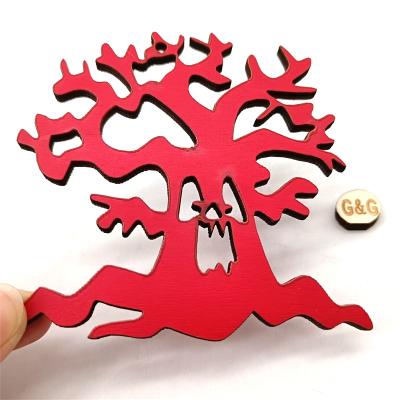 China 2021 Customers Europe Factory Custom Wooden Red Halloween Halloween Pendants for sale