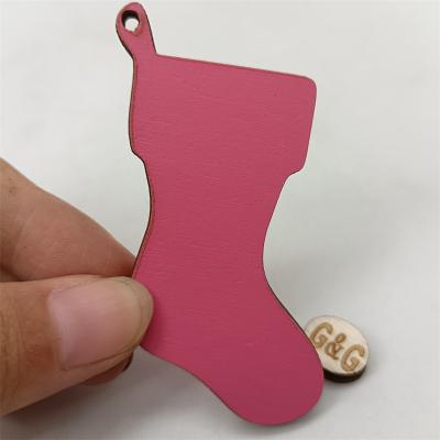 China Custom Wooden Christmas Pendant Christmas Gift Dangling Socks From Europe Factory for sale