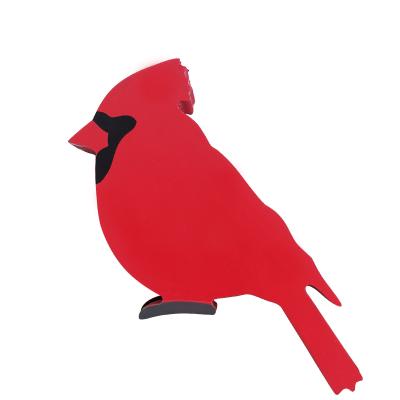 China New Europe Christmas Wooden Red Bird Ornaments Craft Wood Carving Home Decoration for sale