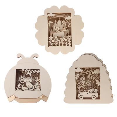 China Europe Wholesale Valentine Gift Cute Lamp Box Wood Slices Craft for sale