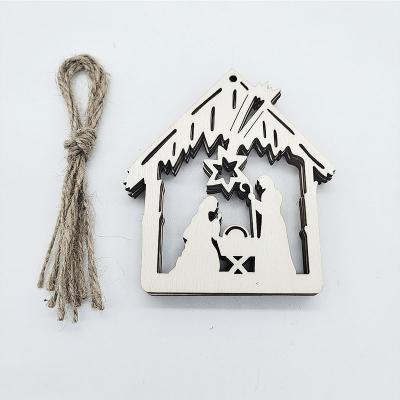 China New Europe Crafts Nativity Wooden Decorations Religious Wooden Christmas Decorations for sale