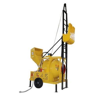 China JZC 350 self loading Gas Concrete Mixer machine diesel cement engine 2 bags with lift for sale