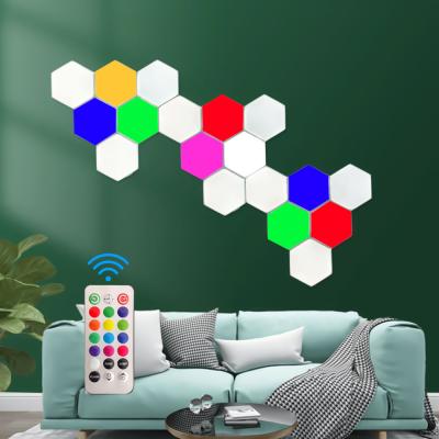 China New Modern Hexagon Wall Lamp Honeycomb Wall Lamp Remote Control European Touch& Fashion Quantum Hexagon Light For Indoor for sale