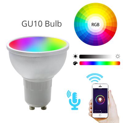 China Residential Voice Control 5W RGBW Smart LED GU10 Spotlight CCT Color Changing 2700K-6000K Wifi Light Bulb for sale