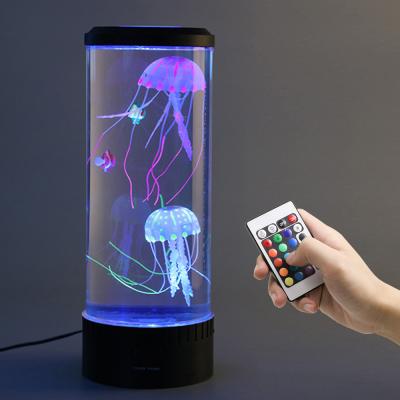 China Modern Mini LED Jellyfish Night Light PVC Material Remote Control Mood Lamp /USB Battery Powered for sale