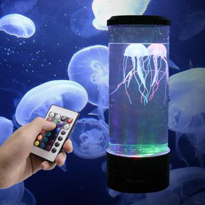 China Modern Colorful Romantic Decorative Table Stand Light Jellyfish RGB LED Glass Night Lamp Newcomer Neon Launch for sale