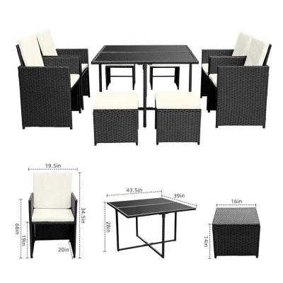 China 9 Easy Carrying Outdoor Wicker Material Patio Pieces Dining Rattan Garden Set Sets for sale