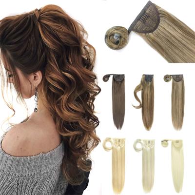 China Tangle 100% Virgin Remy Human Hair Extension Natural Straight Blonde Hair Ponytail Long Clip In Ponytail for sale