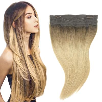 China Tangle Free Wave Beauty Wholesale Blonde Remy Human Hair Extension 100% 14 16 18 Straight 22 Inch Halo Hair Extensions for sale