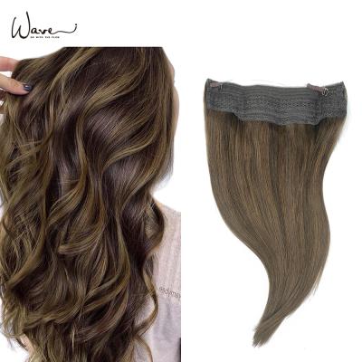 China Tangle Cuticle Free Invisible Hair Piece European Russian Remy Virgin Human Hair Halo Hair Extensions for sale