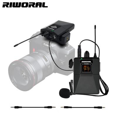 China Professional Wireless Cameraclip Riworal T1R1 MIC Headset Microphone Wireless Lavalier Lapel Microphone For Camera Interview for sale