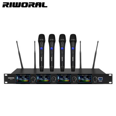 China High Quality Hot Selling Handheld FM Wireless Microphone 4 Channel Professional Concert Handheld Karaoke UHF Microphone DX4 Microphone for sale