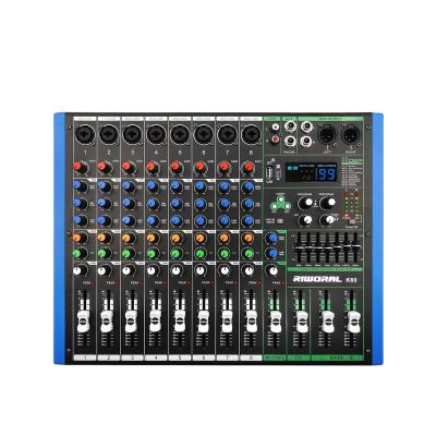 China Hot Sale K80 Professional 8 Channels DJ Controller Stage Audio Built In USB BT Audio Console Mixer K80 for sale