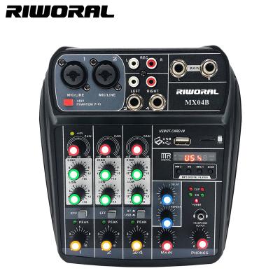 China Indoor MX04 2022 New 4 - Channel Mini Audio Mixer DJ Controller Mixer With USB Professional Mixer With Recording Function for sale