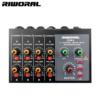 China Sound Canceling Factory EVM8 Mini 4 Channel USB BT Audio Console Mixer Professional Home Party Performance for sale