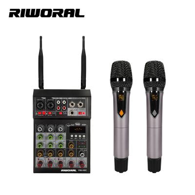 China Professional 4 Channel Mini Wireless Microphones PM4-MIC Two Mini USB Audio Mixer With Microphone For Party for sale