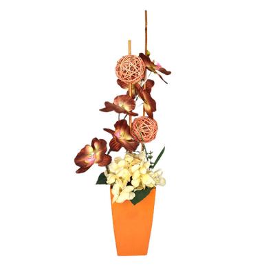 China Eco-friendly Phalaenopsis silk hydrangea brown home decoration home hotel plaza artificial flowers for sale