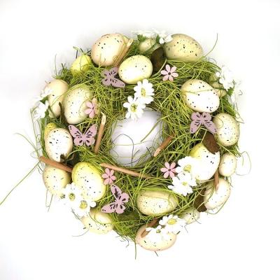 China Eco-friendly Wholesale Indoor Easter Spring Decoration Wooden Egg Flower Garlands for sale