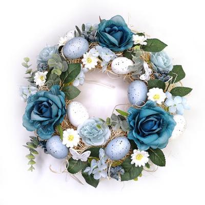 China Eco-friendly Easter Decoration Spring Factory Price Artificial Blue Egg Flower Garlands for sale