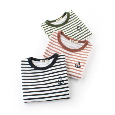 China Breathable 1-8 Years Kids Cotton Clothing Kids Tops Spring Summer Baby Boy Girls Short Sleeve Casual T-shirts Stripe Tees for sale