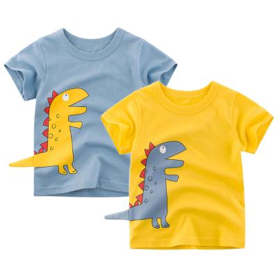 China 2022 New Summer Toddler Baby Boy Cotton Style Short Sleeve Clothing Breathable Crewneck Pullover Cartoon Dinosaur Printing Casual T-shirts for sale