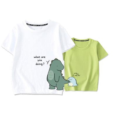 China Summer Family Anti-pilling Gear Mother Kids Matching Graphic Tees Tops Baby Boy Girl Clothes Mom Cotton T-shirt Cartoon Dinosaur Tees for sale