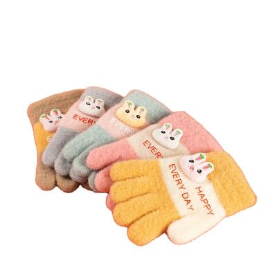 China Cute Children's Warm Fleece Gloves Children 3-5 Years Girls Accessories Little Happy Every Day Bunny Snow Soft Mittens for sale