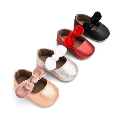 China Light Weigh Infant Kids Moccasins Slip On Soft Sole Princess Prewalker Baby Mary Jane Flats Girls Leather Bowknot Spring Autumn PU Slipper for sale