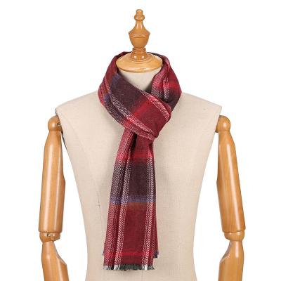 China Soft Smooth Feeling Zhonghe Handmade Men Woven Acrylic Plaid Vintage Famous Brand Custom Scarves for sale