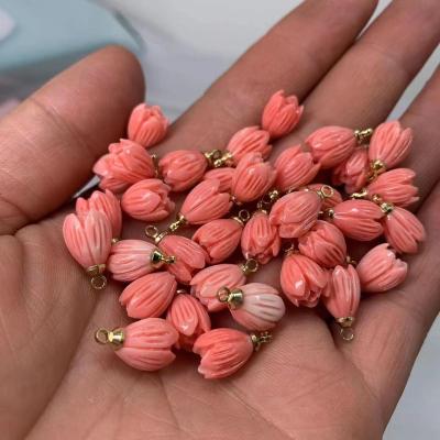 China 8x10mm Shell Powder Orchid Pendant, Tulip Flower Tulip Flower Pendants for DIY Necklaces Earrings Jewelry Making for sale