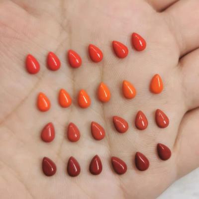 China None 4x6mm Pears Shape, Water Drop Shape, Melon Seed Shapes Orange Red Flat Back Stone Cabochons For DIY Jewelry Findings for sale