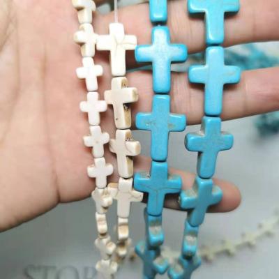 China Howlite Turquoise 8x10/12x16/15x20/18x25/22x30mm Cross Shape Howlite Turquoise Gemstone Beads, For Jewelry Making Beads for sale