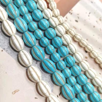 China Wholesale 10 12 14 10x14 12x16mm Turquoise Rugby Stone Shape For Jewelry Findings, Turquoise Blue White Pumpkin Bead 10 12 14 10x14 12x16mm for sale