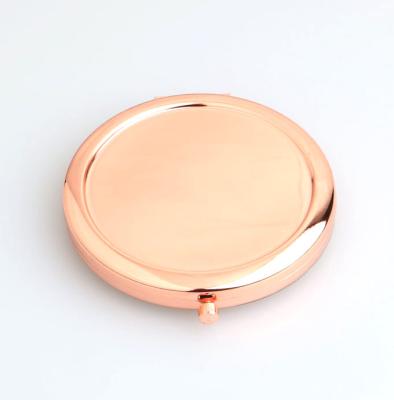 China Mini Simple Rose Gold Compact Double Mirror Pocket Enlargement Folding Mirror For Girls for sale