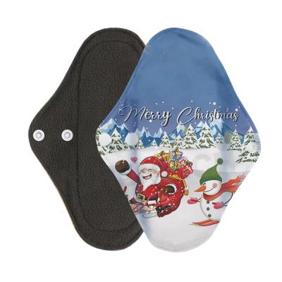 China Breathable/Fan-shape/Smell Control/Side-gathering/Cloth Menstrual Pads Christmas Super Absorbent Eco Friendly Reusable Washable Sanitary Napkins for sale