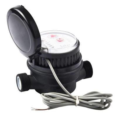 China Nylon Body Class B / R80 Pulse Output Single Jet Dry Dial Plastic Water Meter DN15 for sale