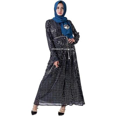 China Custom Made Silk Sequin Abaya Women Maxi Dress Dubai Kaftan Party Muslim Long Dress For Islamic Ladies for sale