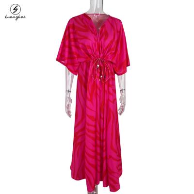 China 2023 Anti-Static New Style Vestido Dresses Loose Beach Maxi Casual Boho Floral Print Dress Summer Ladies V Neck Long Sleeve Sundress Women for sale