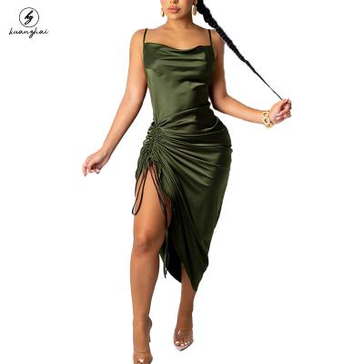 China Summer anti-static sleeveless sexy party dresses draped corset wedding dresses woman high slits dress even elegant dress for sale