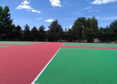 China Non Float Non Arch Outdoor Basketball Flooring , Green Modular Basketball Flooring for sale