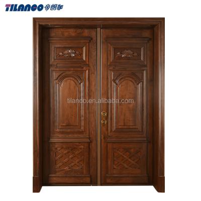 China Modern Antique Carved Double Main Door Solid Wood New Designs Mother And Son Wood Doors for sale