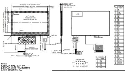 China 4.3 Inch Lcd Touch Screen 480 X 272 WQVGA Tft Lcd Display Module JB0430BDP10RF-C-2 for sale