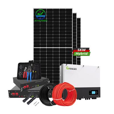 China Home Hybrid Solar System Growatt Solar Power System 4KW 5KW 6KW Hybrid Solar Power System for sale