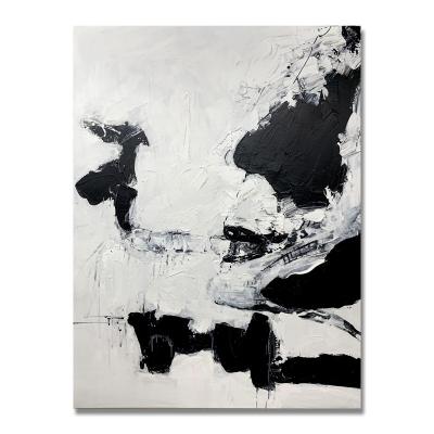 China Modern Abstract American Style Decoration Black And White Hand Painting Light Luxury Living Room Sofa Background Canvas Wall Painting for sale